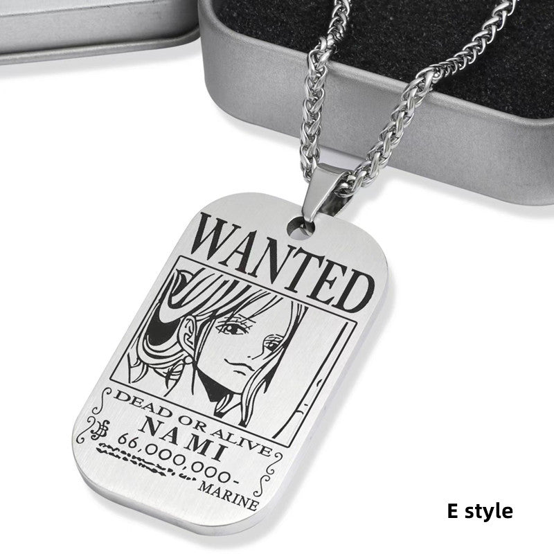 Luffy/Zoro/Nami/Sanji Titanium Character Bounty Necklace