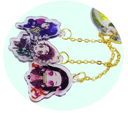 Tanjirou/Nezuko/Giyuu Lovely ruler for primary school children straight ruler hanging pendant quicksand ruler