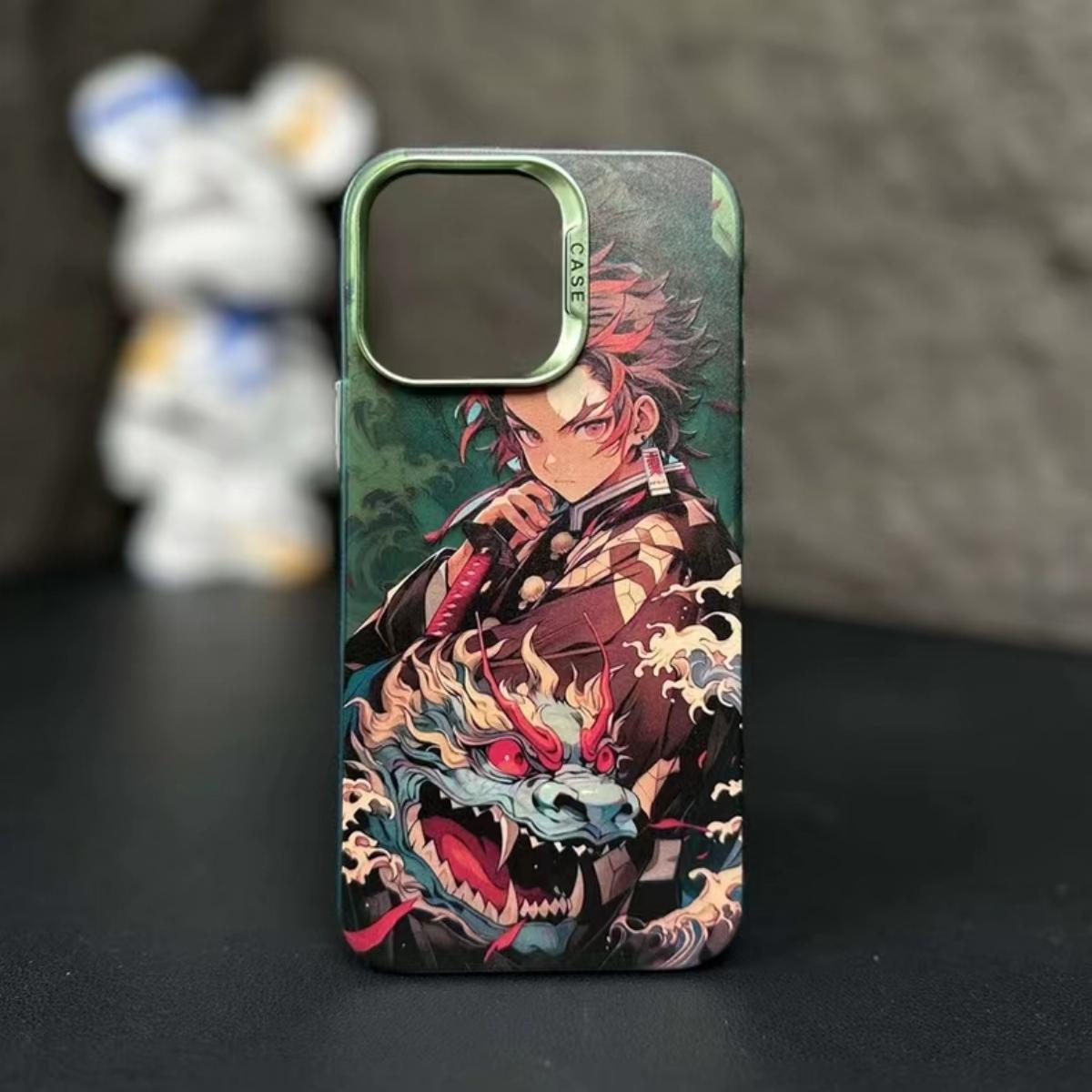 Super handsome cool phone cases with Kamado Tanjirou and Rengoku Kyoujurou patterns