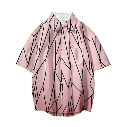 Tanjirou/Nezuko Shirt Summer new loose shirt COS printed shirt Youth casual trend all-matching shirt