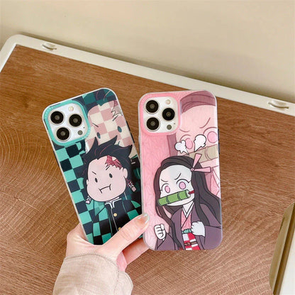 Tanjirou/Nezuko Apple exquisite Trend Silicone Anti-collision phone case