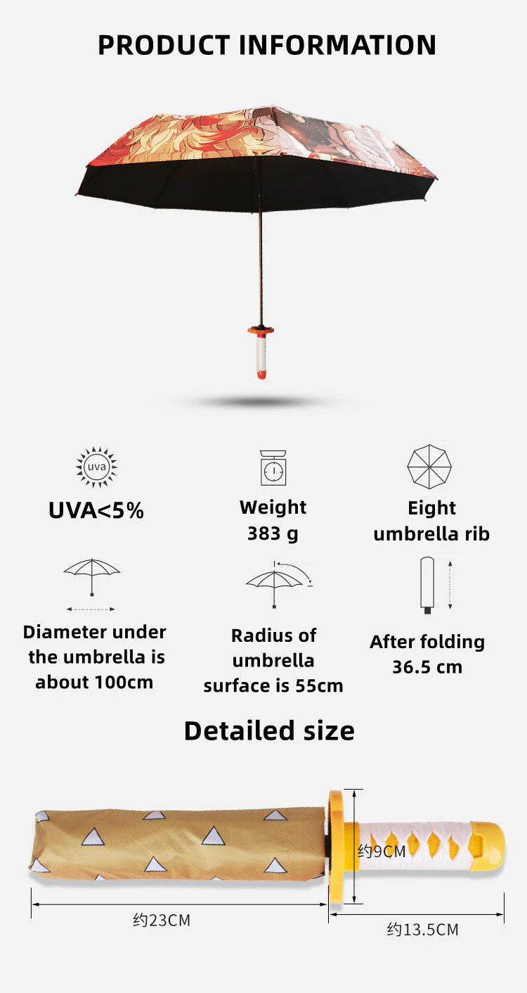 Kamado Tanjirou cool hilt umbrella that folds