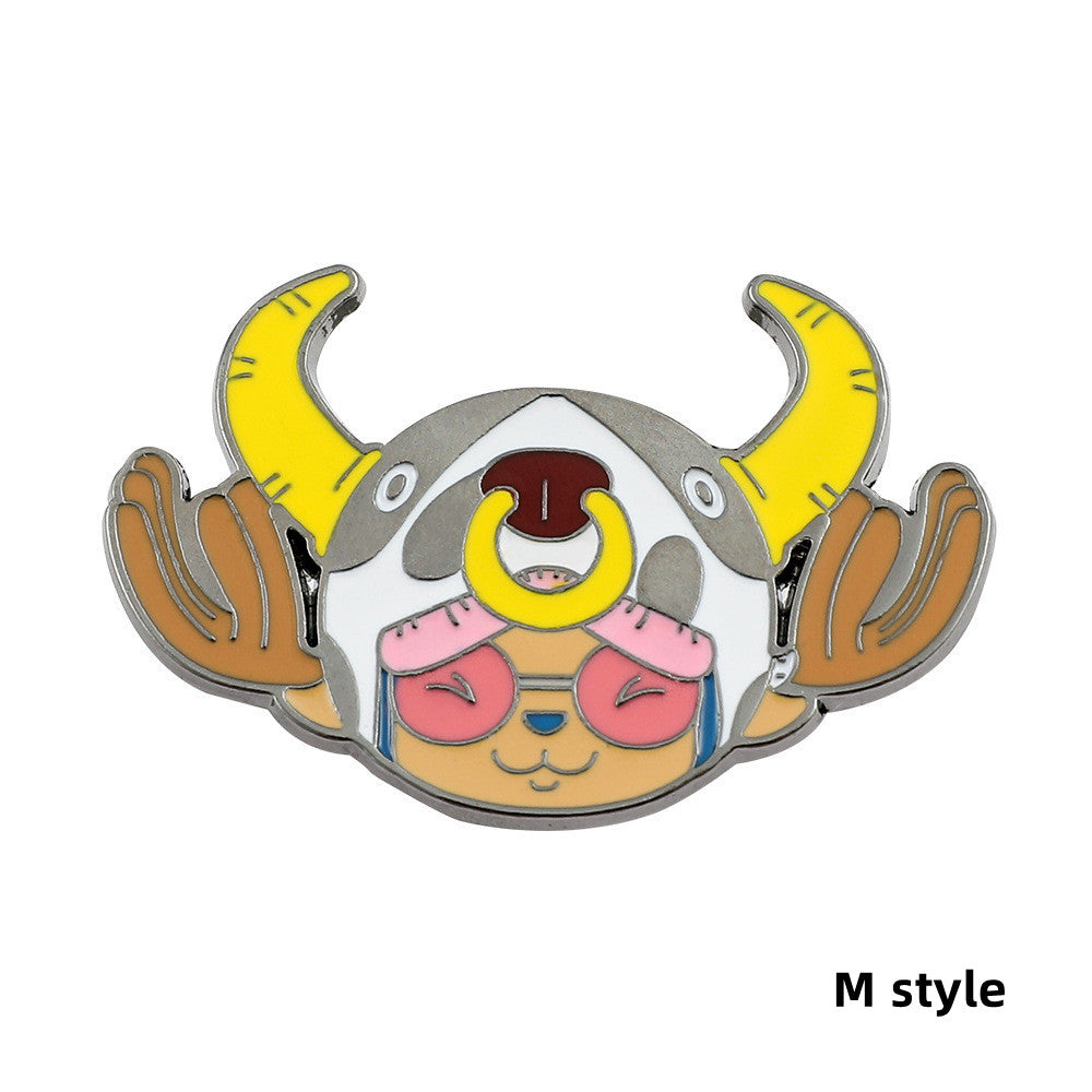 Luffy/Zoro/Sanji alloy skull mark straw hat cartoon badge brooch