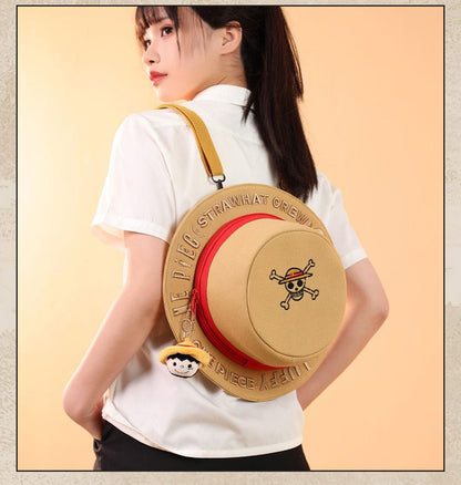 Luffy straw hat shape backpack, full of personality, large capacity, carrying adventure dreams