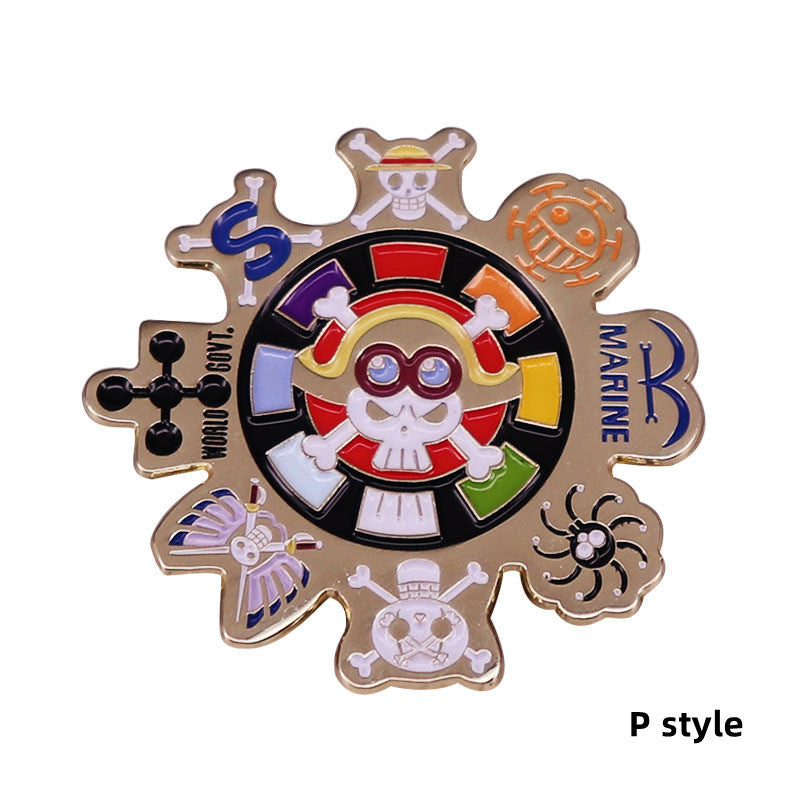 Luffy/Zoro/Sanji alloy skull mark straw hat cartoon badge brooch