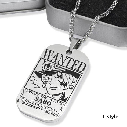 Luffy/Zoro/Nami/Sanji Titanium Character Bounty Necklace