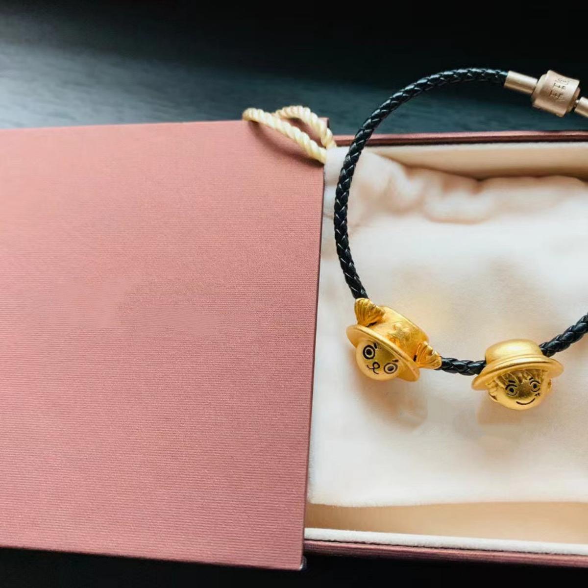 Luffy gold fruit gift lovers bracelet beads