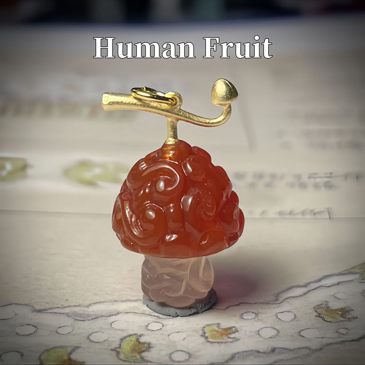 Luffy Handmade natural agate Demon fruit necklace pendant set