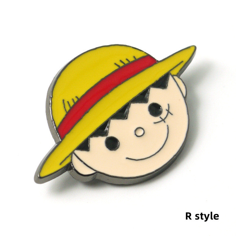 Luffy/Zoro/Sanji alloy skull mark straw hat cartoon badge brooch