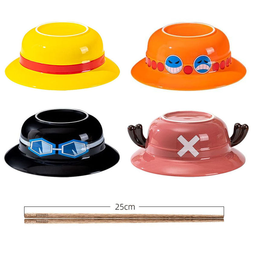 Luffy/Ace/Sabo role logo lovely cartoon interesting straw hat bowl