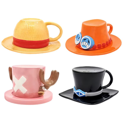 Luffy/Ace/Sabo Hat Shape Heat Resistant and Durable Ceramic Mugs