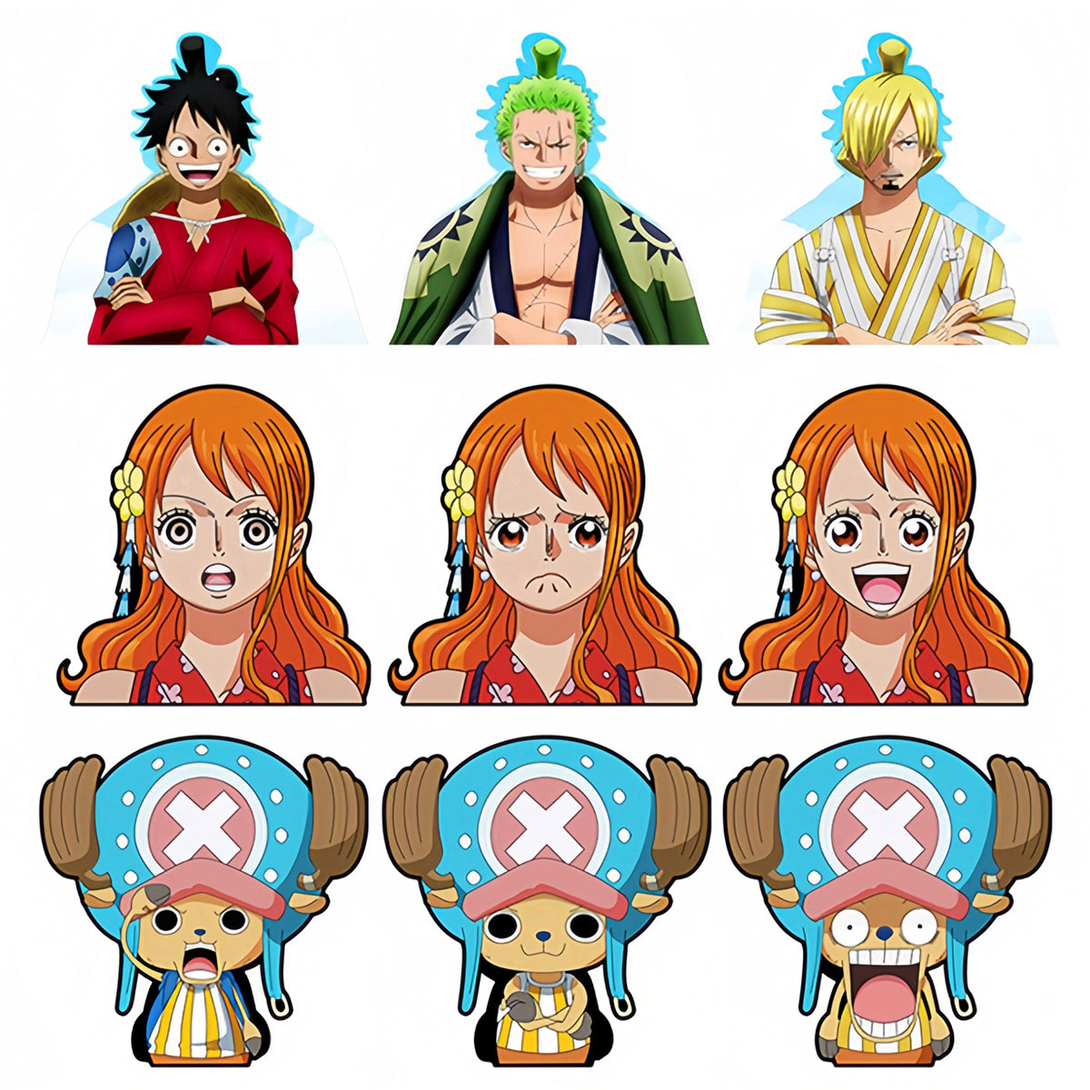 Luffy/Zoro/Nami 3D gradient stickers