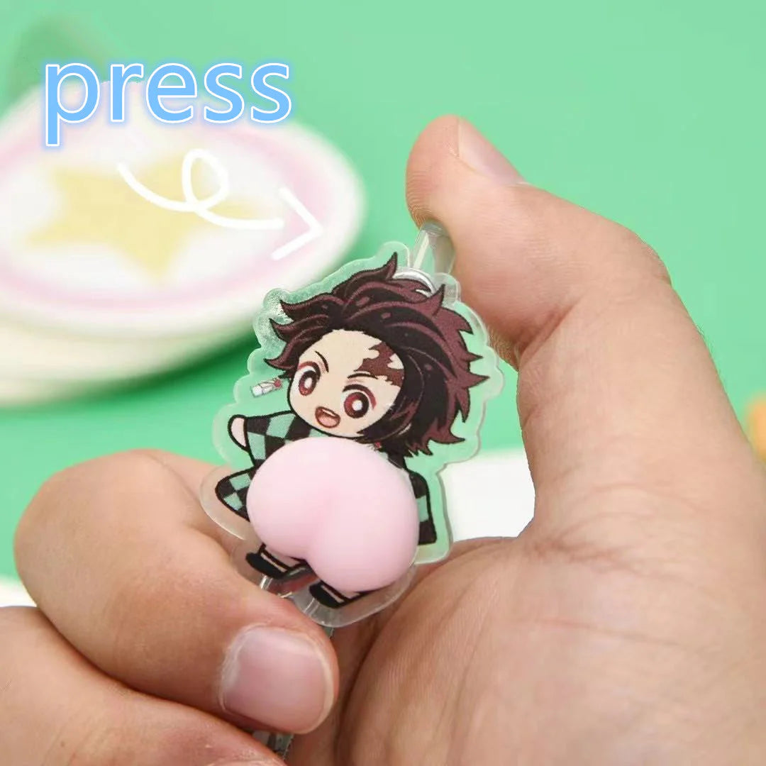 Kamado Tanjirou Cartoon Butt Pen Decompression Pinching Pen Cute Students Press Neuter Pen