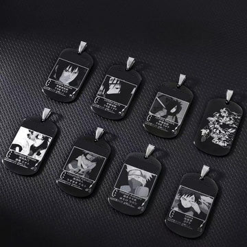 Uzumaki/Sasuke/Kakashi Ninja series handsome necklace with black finish.