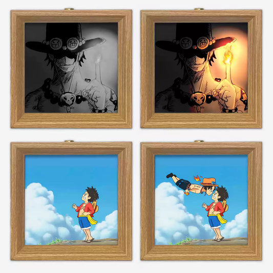 Luffy/Ace Luminous solid wood decorative painting small night light picture frame painting decoration