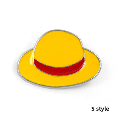 Luffy/Zoro/Sanji alloy skull mark straw hat cartoon badge brooch