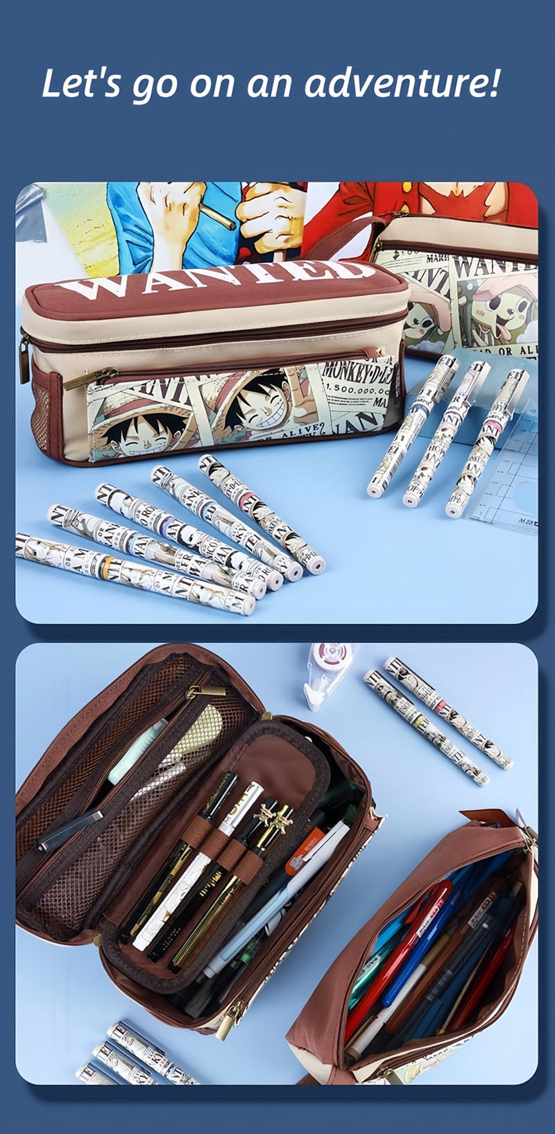 Luffy/Chopper/Zoro/Sanji figure pen bag with sufficient capacity