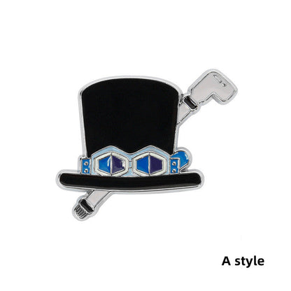 Luffy/Zoro/Sanji alloy skull mark straw hat cartoon badge brooch