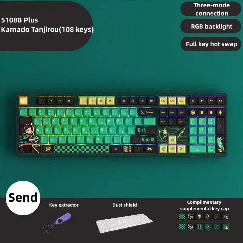 Tanjirou/Nezuko Mechanical Keyboard Three-mode wireless RGB backlit gaming esports Keyboard