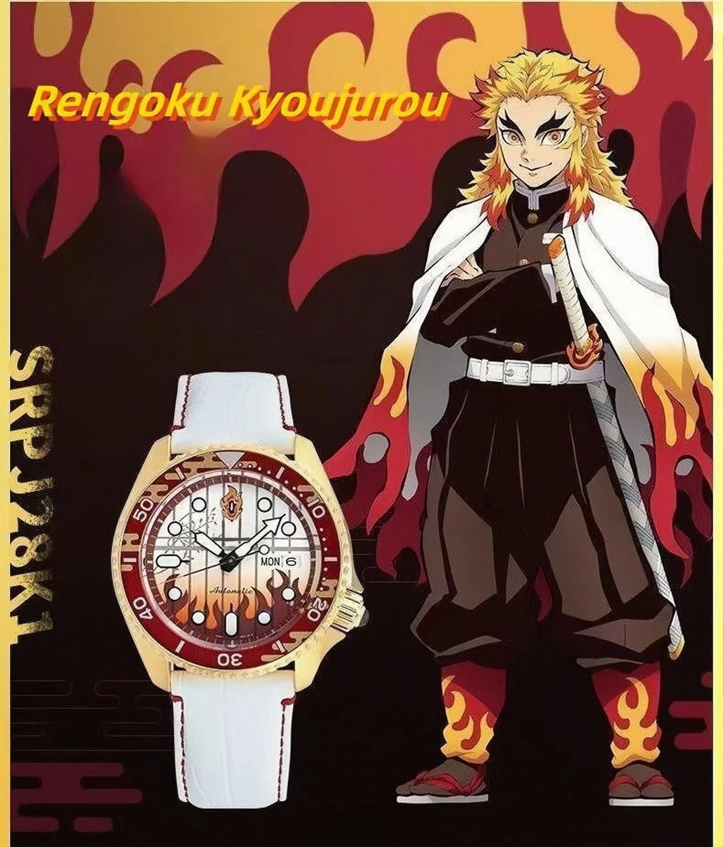 Rengoku Kyoujurou Men's and women's all-purpose quartz watch，100 meter waterproof watch