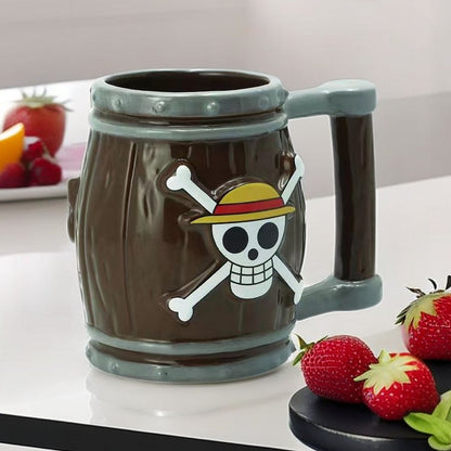 Luffy ceramic cup with wooden barrel