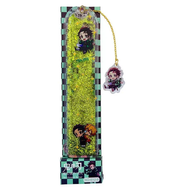 Tanjirou/Nezuko/Giyuu Lovely ruler for primary school children straight ruler hanging pendant quicksand ruler