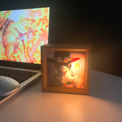 Luffy/Ace Luminous solid wood decorative painting small night light picture frame painting decoration