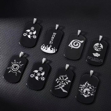 Uzumaki/Sasuke/Kakashi Ninja series handsome necklace with black finish.