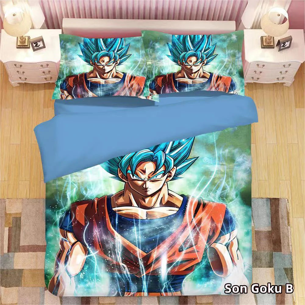 Son Goku role printing handsome cartoon Pure cotton bedding three-piece set