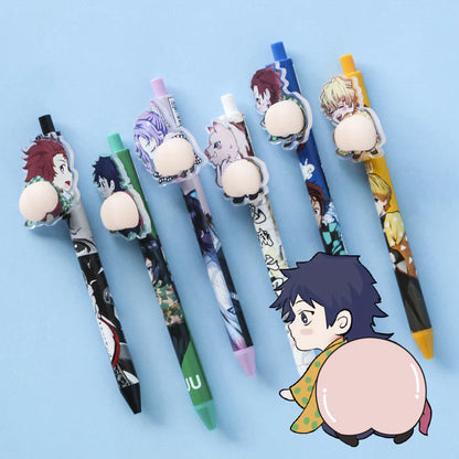 Kamado Tanjirou Cartoon Butt Pen Decompression Pinching Pen Cute Students Press Neuter Pen