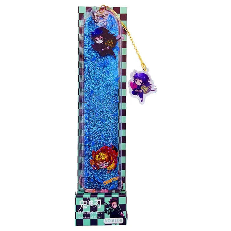 Tanjirou/Nezuko/Giyuu Lovely ruler for primary school children straight ruler hanging pendant quicksand ruler