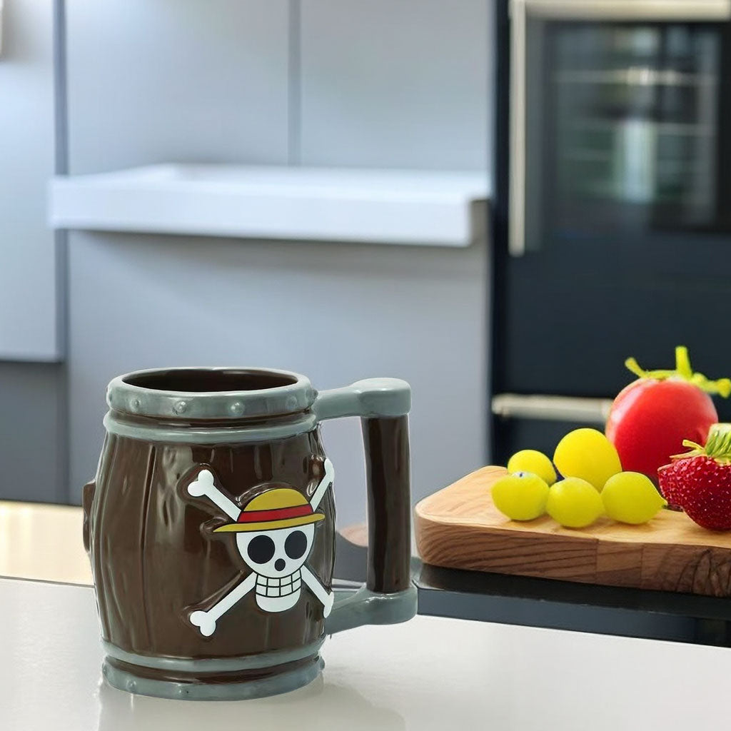 Luffy ceramic cup with wooden barrel