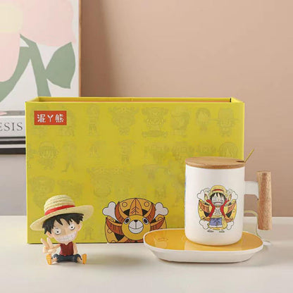 Luffy/Chopper/Zoro/Sanji Mug Gift Box Set Ceramic mug with lid Spoon