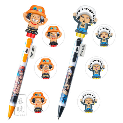 Luffy/Ace/Sabo character model ballpoint pen with changeable face