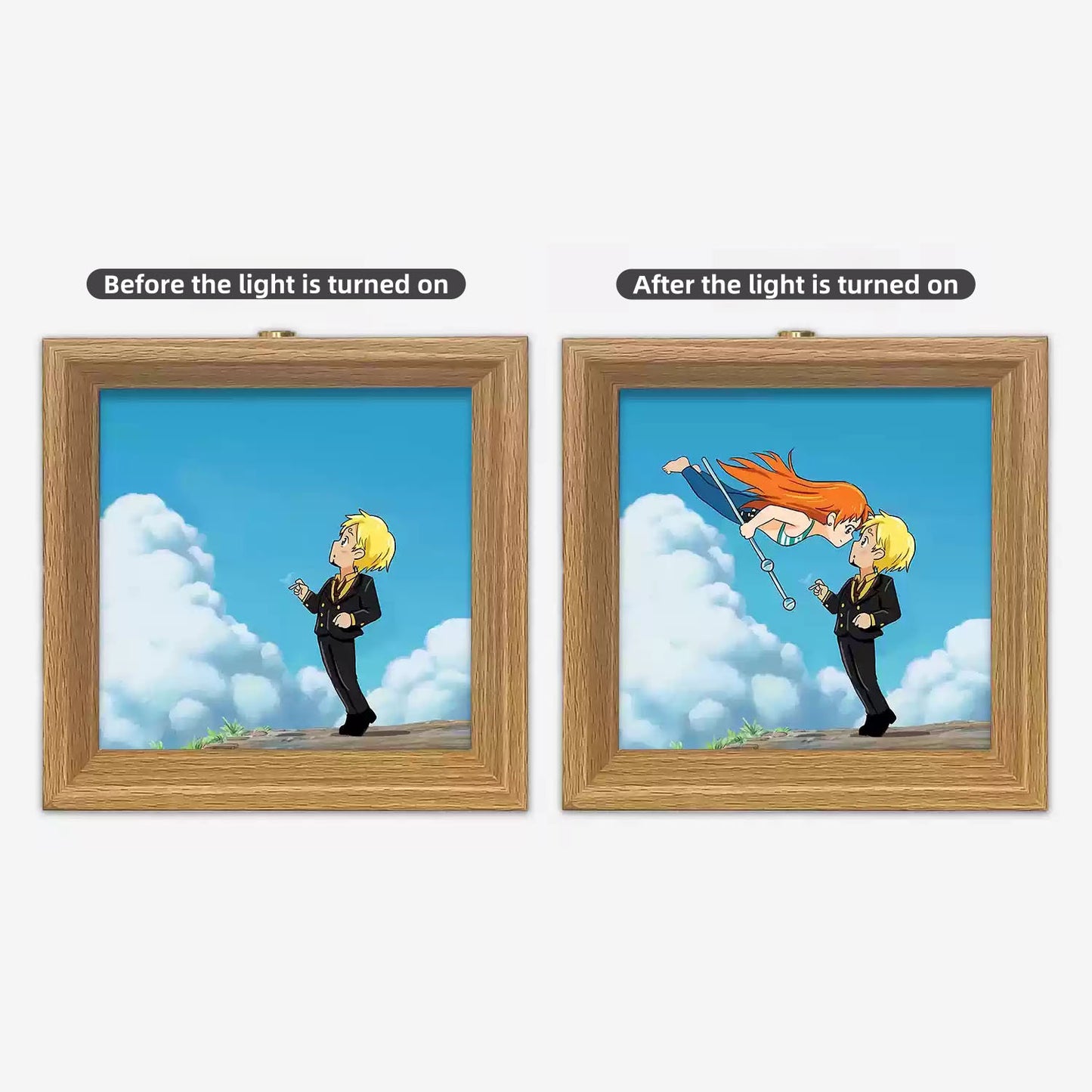 Luffy/Ace Luminous solid wood decorative painting small night light picture frame painting decoration