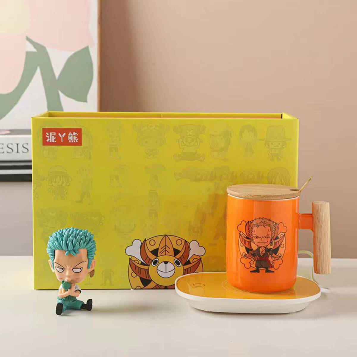 Luffy/Chopper/Zoro/Sanji Mug Gift Box Set Ceramic mug with lid Spoon