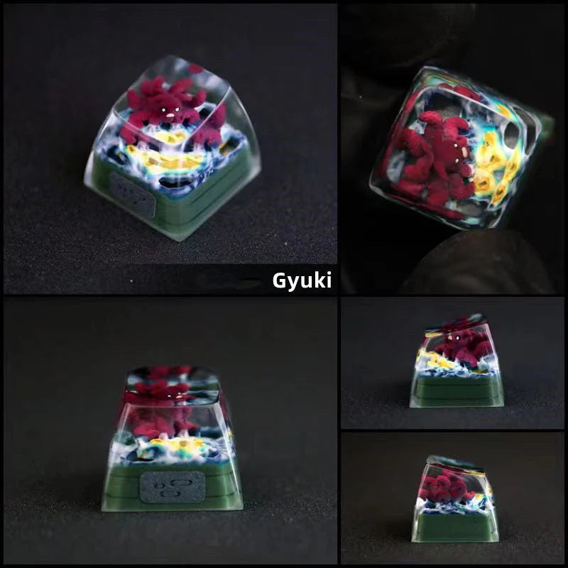 Shuukaku/Kurama/Sharingan handmade transparent resin keycap