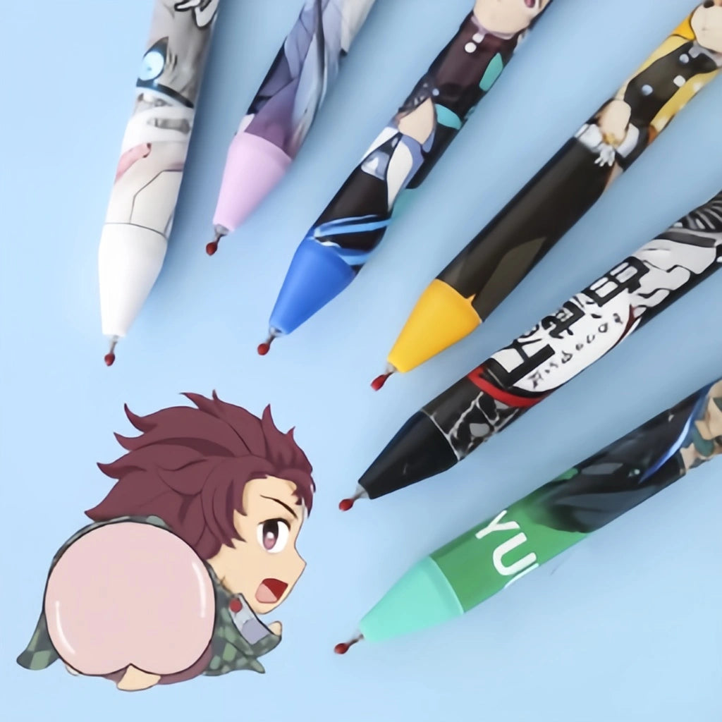 Kamado Tanjirou Cartoon Butt Pen Decompression Pinching Pen Cute Students Press Neuter Pen