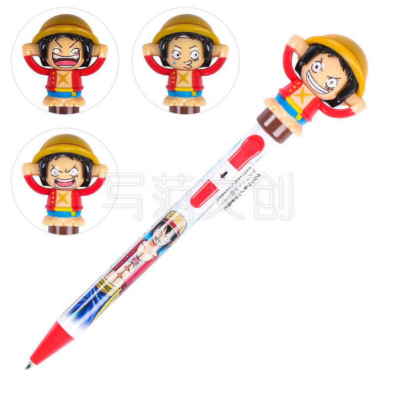 Luffy/Ace/Sabo character model ballpoint pen with changeable face