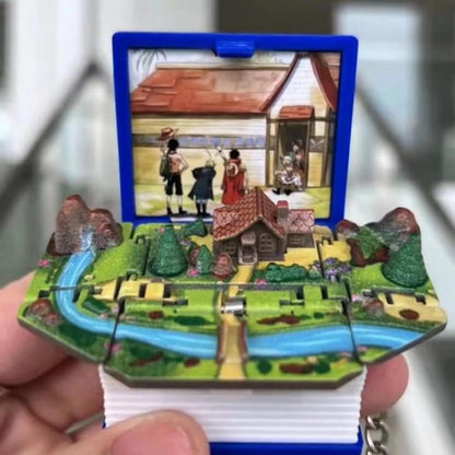 LuffyAce/Sabo Three brothers 3D folding pop-up book key chain