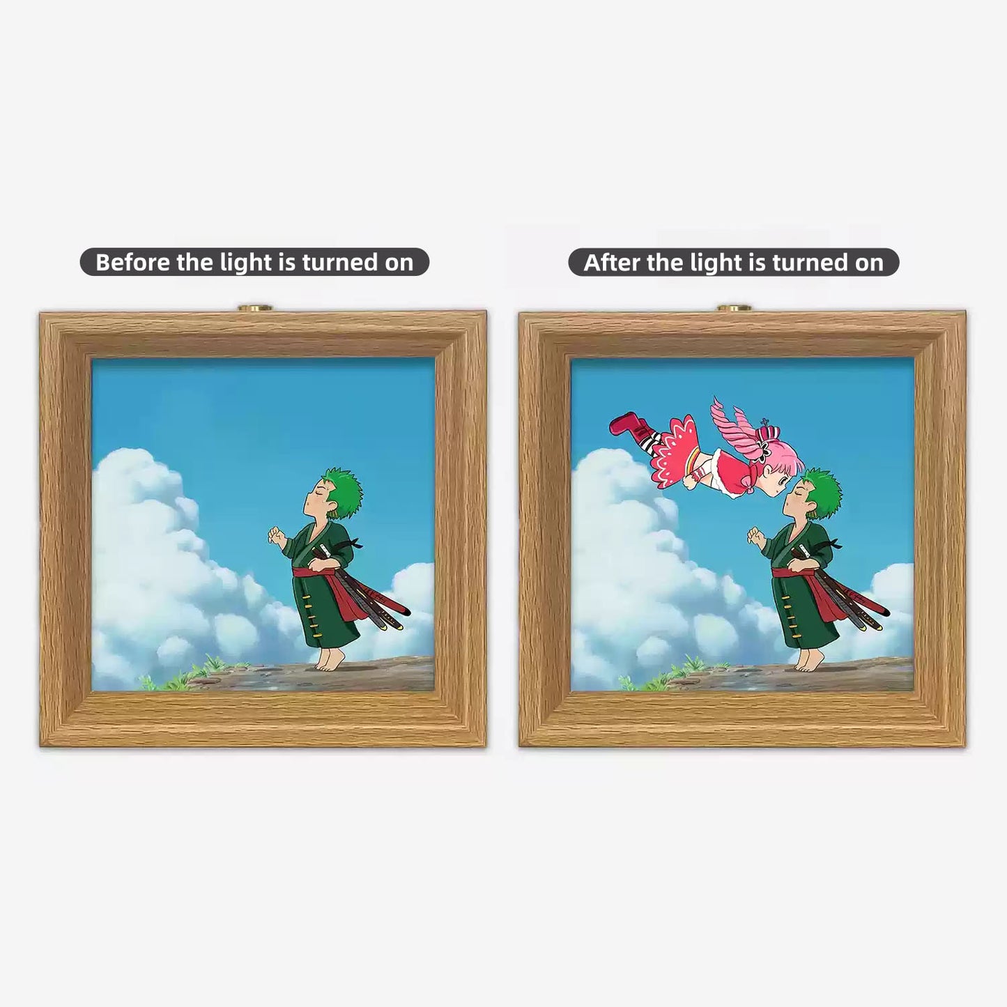 Luffy/Ace Luminous solid wood decorative painting small night light picture frame painting decoration